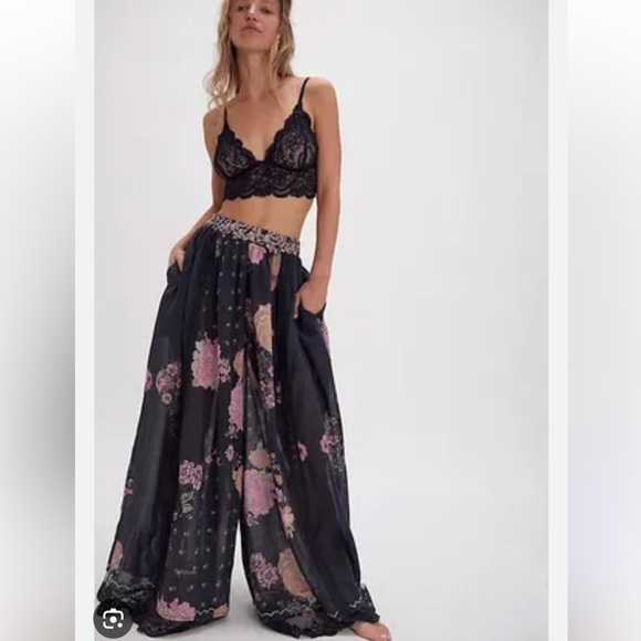Free People Pants - Free People Hey Lover Printed Lace Inset Sleep Pajama Pants XS
